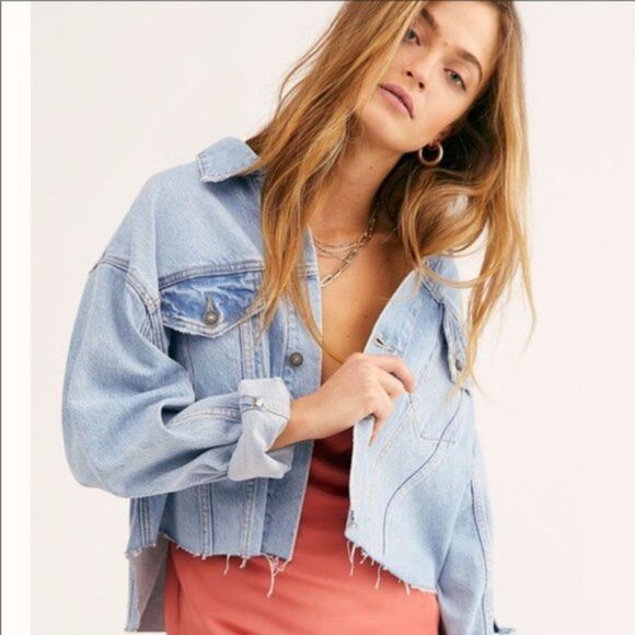 Free People Amelia Slouchy Trucker Denim Jacket - Picture 1 of 7